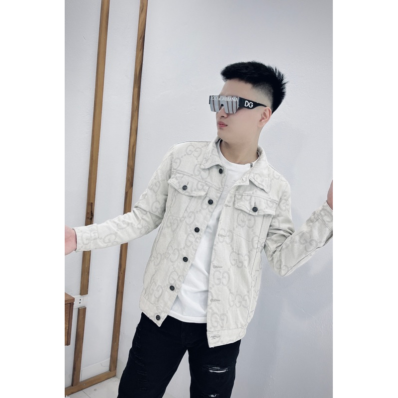 Áo khoác nam nữ G.G vải bò thô gai bản SUPPER hàng QC cao cấp