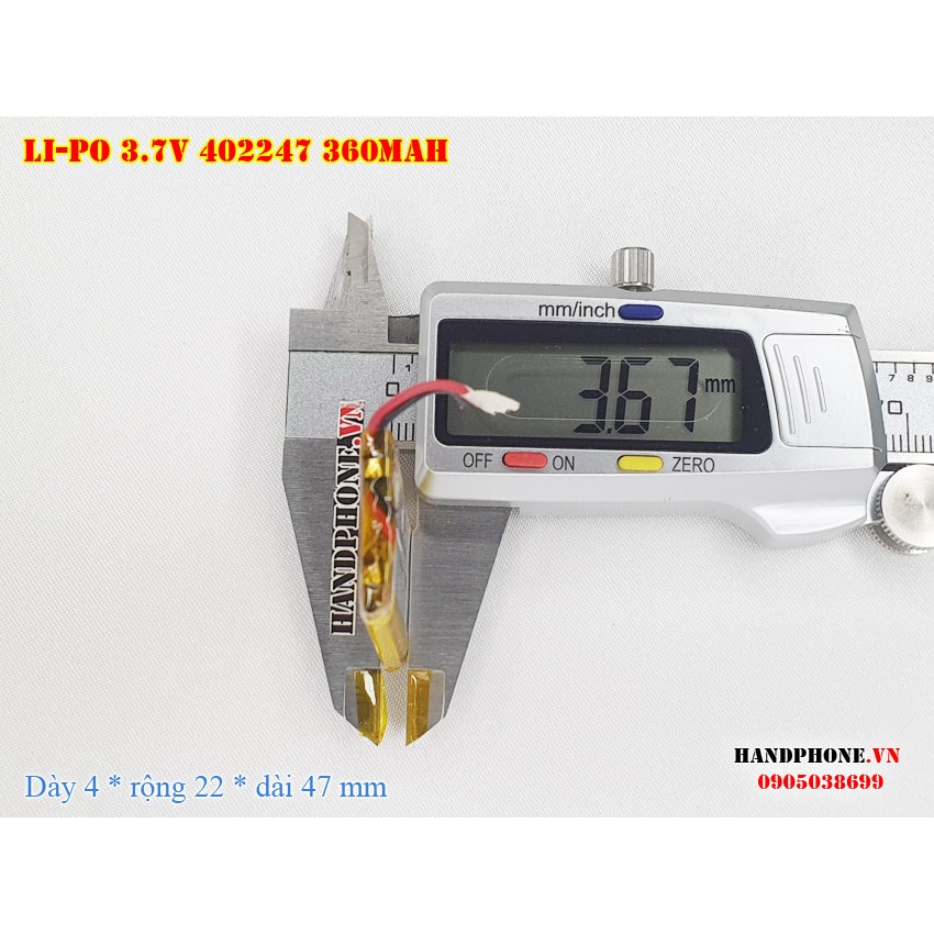 Pin sạc Li-Po 3.7V 360mAh 402247 382247  cho Camera Hành Trình, Điện Thoại, Loa Bluetooth, Khoá Vân Tay