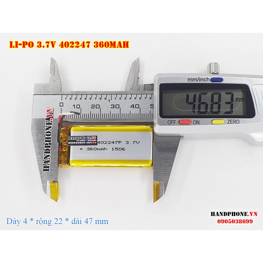 Pin sạc Li-Po 3.7V 360mAh 402247 382247  cho Camera Hành Trình, Điện Thoại, Loa Bluetooth, Khoá Vân Tay