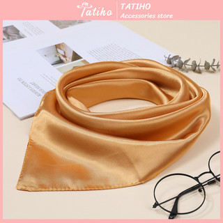 Khăn Lụa Vuông, Khăn Turban Trơn Phối Đồng Phục Công Sở Màu Vàng Đồng - Chất Liệu Satin - Size 60x60cm - Mã SD004