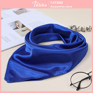 Khăn Turban, Khăn Lụa Vuông Phối Đồng Phục Công Sở Màu Xanh Dương - Chất Liệu Satin - Size 60x60cm - TATIHO - Mã SD008
