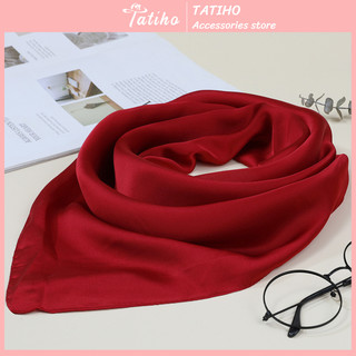 Khăn Lụa Vuông Trơn, Khăn Turban Phối Đồng Phục Công Sở Màu Đỏ Đô - Chất Liệu Satin - 60x60cm - TATIHO - Mã SD000