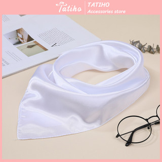 Khăn Lụa Vuông Trơn, Khăn Turban Phối Công Sở Đồng Phục Màu Trắng - Chất Liệu Satin - Size 60x60cm - TATIHO- Mã SD005