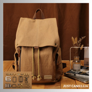 Balo vải polyester canvas dày 0.4cm just camellia ja016 cao cấp thời trang du lịch cặp đi học laptop nam nữ unisex