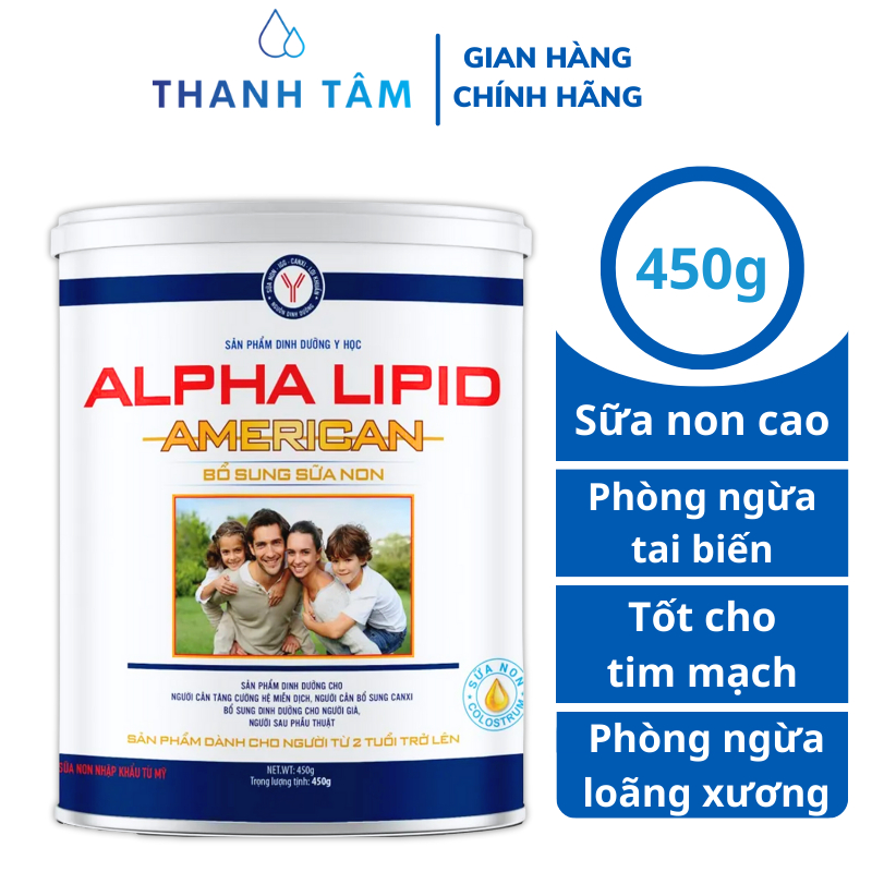 Sữa non Alpha Lipid American - sữa non xương khớp, phòng ngừa bệnh lý tim mạch, mạch máu não 450G