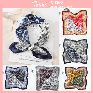 Khăn Turban Bandana Unisex, Khăn Lụa Satin EXO Cao Cấp Họa Tiết Tế Bào Đôi Phối Hai Màu - 60x60cm - TATIHO - Mã B009