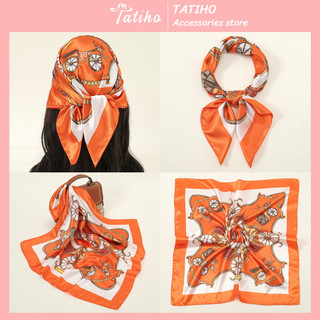 Khăn Turban Unisex Nam Nữ, Khăn Lụa Vuông Satin Họa Tiết Tế Bào Phối Đồng Phục Công Sở - Size 60x60cm -TATIHO- Mã ST001