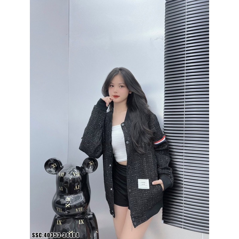 Áo Khoác Bomber Thome Chất Dạ Kim Tuyến Cao Cấp Nam Nữ Mặc Siêu Đẹp