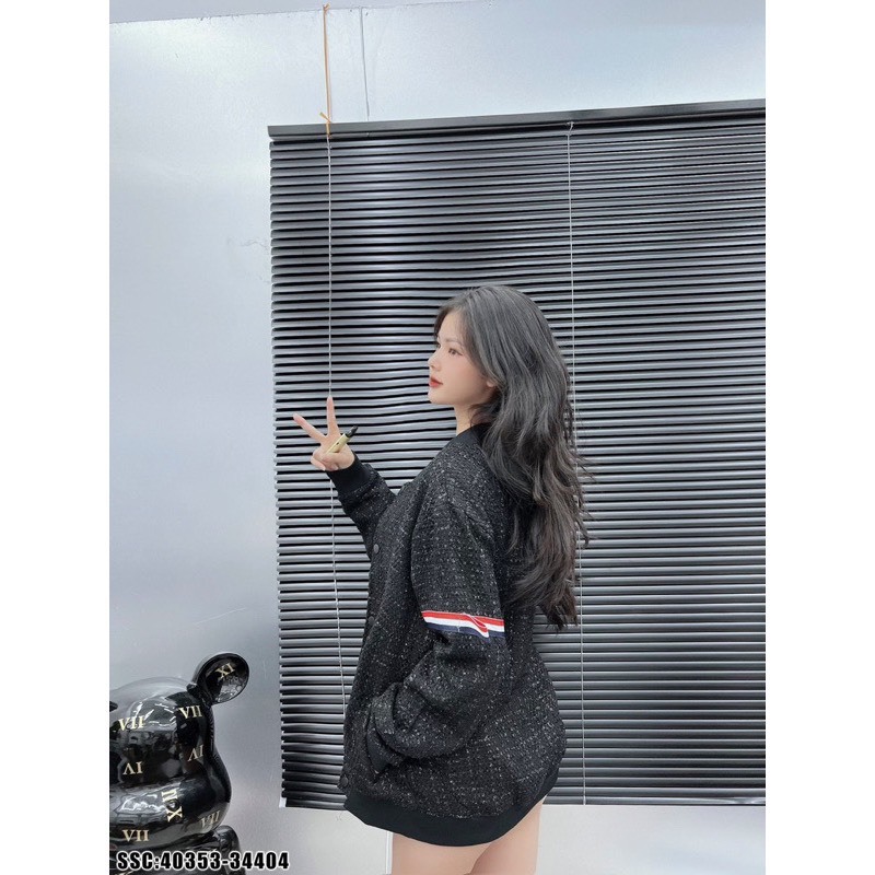 Áo Khoác Bomber Thome Chất Dạ Kim Tuyến Cao Cấp Nam Nữ Mặc Siêu Đẹp