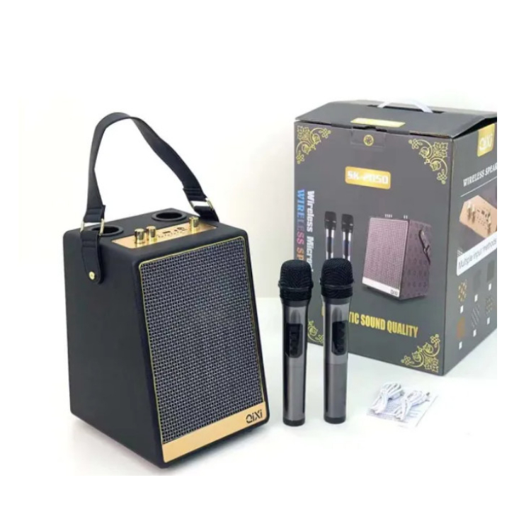 Loa Bluetooth Karaoke Qixi SK2050 Kèm 2 Micro Không Dây, Bass Êm Pin 3.600mAh Chính Hãng Bảo Hành 12Tháng.