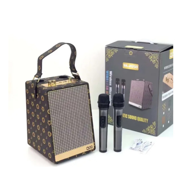 Loa Bluetooth Karaoke Qixi SK2050 Kèm 2 Micro Không Dây, Bass Êm Pin 3.600mAh Chính Hãng Bảo Hành 12Tháng.