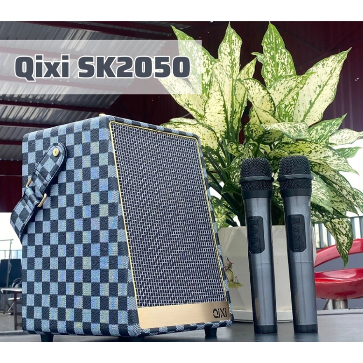 Loa Bluetooth Karaoke Qixi SK2050 Kèm 2 Micro Không Dây, Bass Êm Pin 3.600mAh Chính Hãng Bảo Hành 12Tháng.