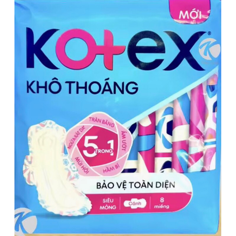 Combo 8 Gói Băng Vệ Sinh Kotex Khô Thoáng Siêu Mỏng Cánh 23cm - Mỗi Gói 8 Miếng