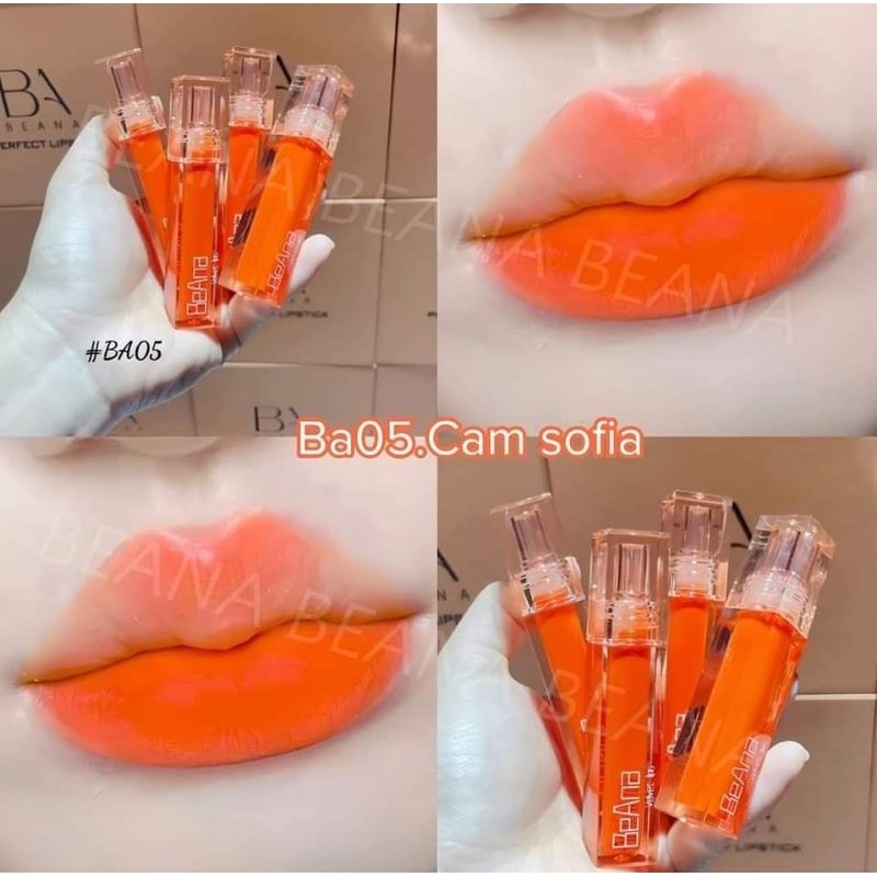 Son cam sofia son cam vàng, son cam tươi son tone cam, son cam nude son màu cam, son BeAna chất son mịn lì mềm môi