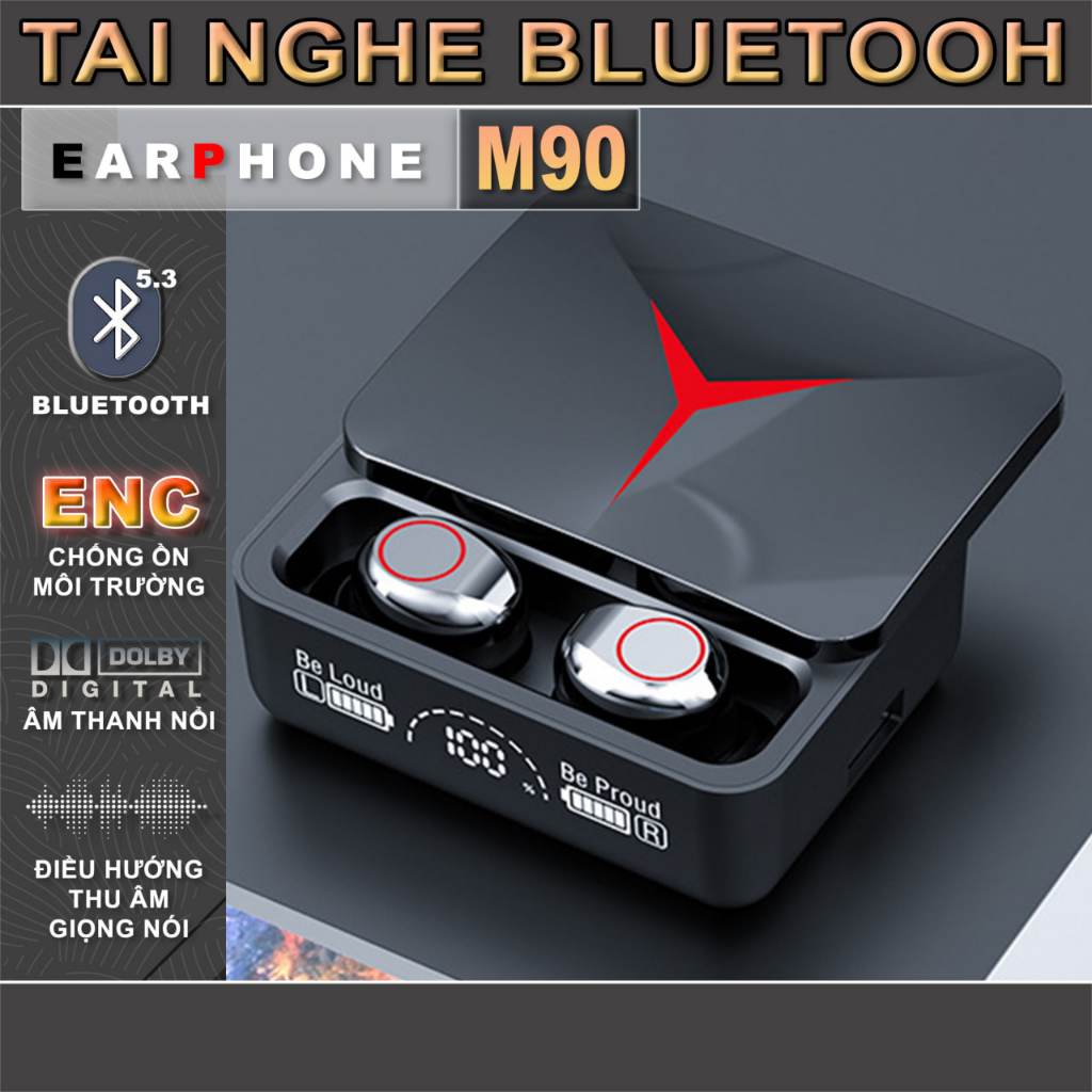 Tai Nghe Bluetooth | M90 PRO V5.3 | ENS, TWS, Bluetooth 5.3 | Âm Thanh Vòm 9D, Chống Ồn Môi Trường, Thu Âm Định Hướng