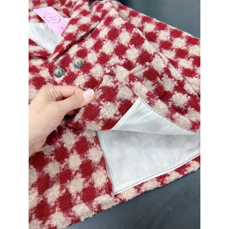 12-23kg  áo khoác dạ dáng dài cho bé gái