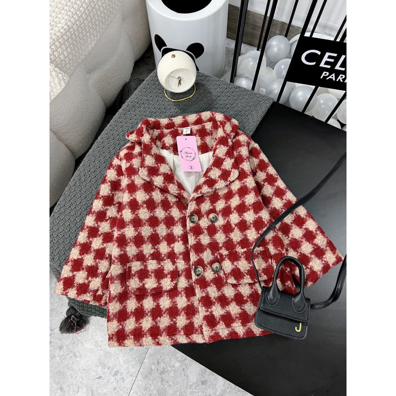 12-23kg  áo khoác dạ dáng dài cho bé gái