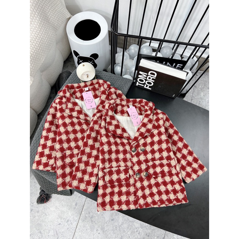 12-23kg  áo khoác dạ dáng dài cho bé gái