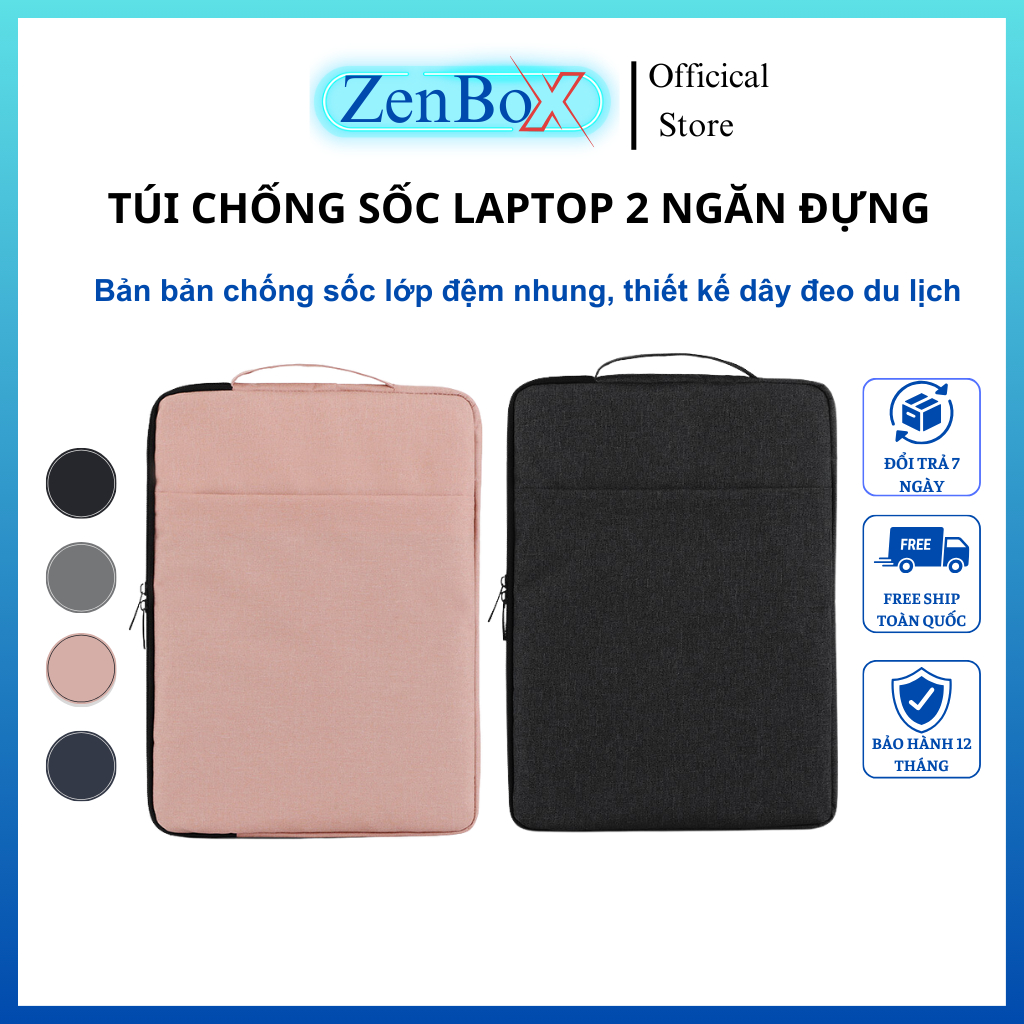 Túi đựng laptop Macbook, Ultrabook  ZenBox, Túi chống sốc Macbook 1/2 ngăn đựng - Túi laptop có quai, không quai Nam, Nữ