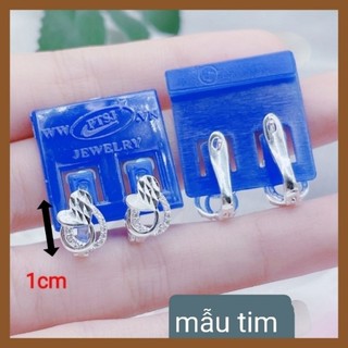Bông tai nữ bạc thật nguyên chất mẫu tim đẹp bền rẻ