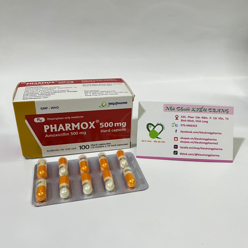 Amoxicillin 500mg , Hộp 100 viên