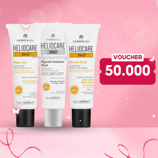 Kem Chống Nắng Phổ Rộng, Không Dầu Heliocare 360 SPF 50+ Water Gel, Mineral Tolerance Fluid, Pigment Solution