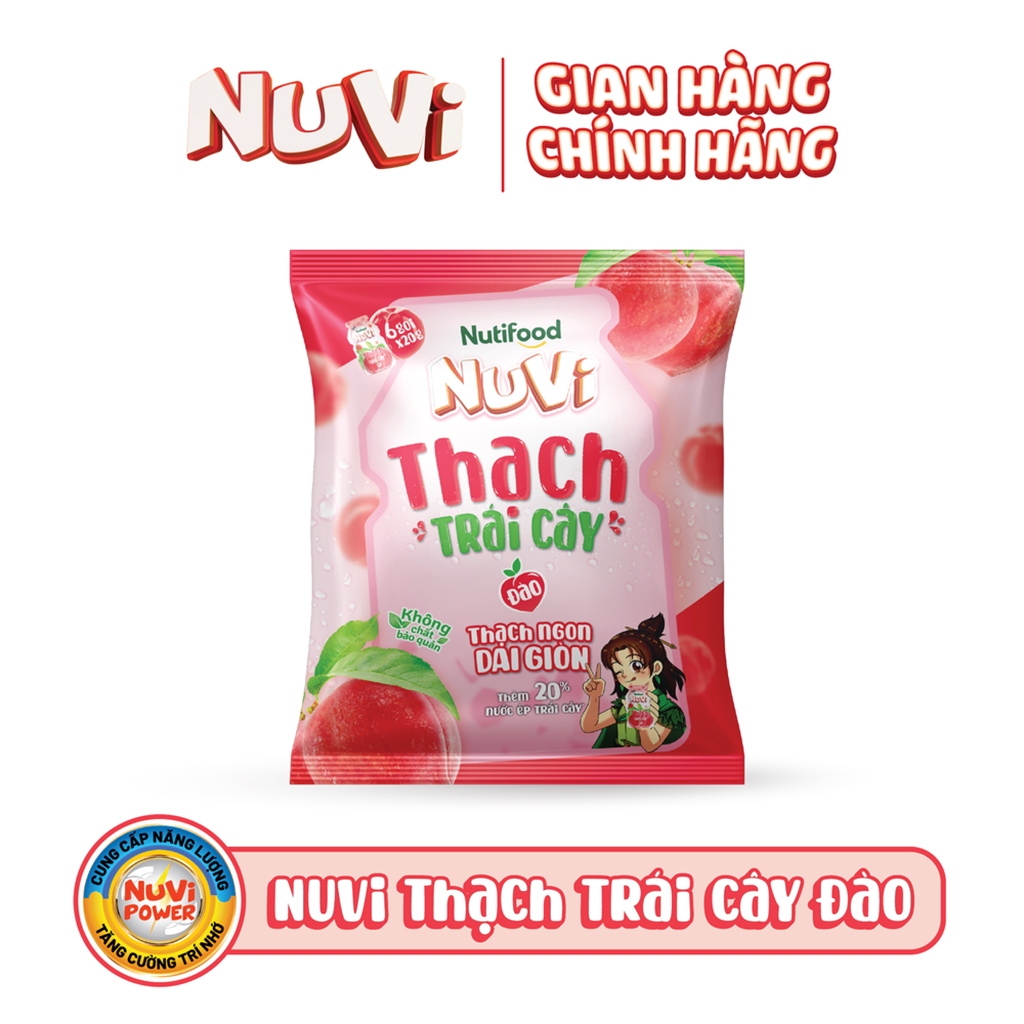 Thùng 12 Túi NuVi Thạch Trái Cây Nho/Vải/Đào 120 G -TUH