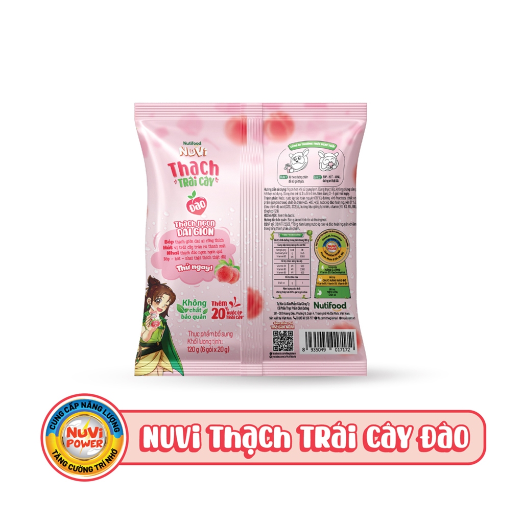 Thùng 12 Túi NuVi Thạch Trái Cây Nho/Vải/Đào 120 G -TUH