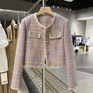 Áo khoác dạ tweed hồng tím