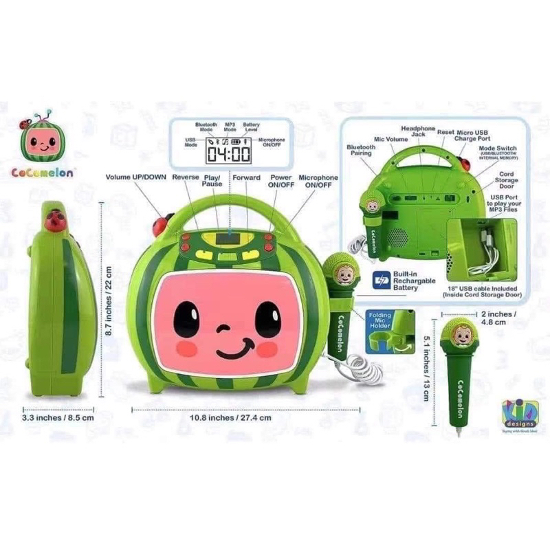 Micro Hát karaoke Đồ Chơi Cocomelon Chính Hãng Cho Bé