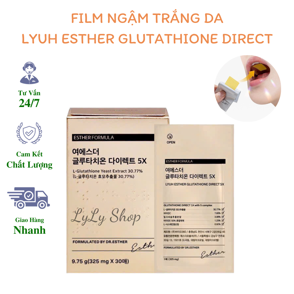 Film Ngậm Trắng Da Glutathione Hàn Quốc, Giúp da trắng sáng, mờ thâm nám từ sâu bên trong Lylyshop 30 miếng