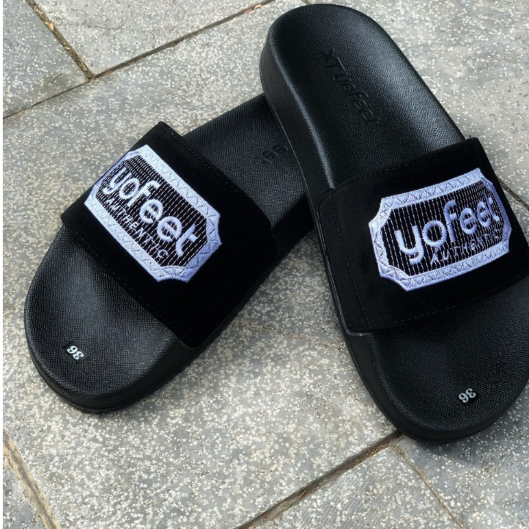 Dép quai ngang nam nữ quai nỉ Mã 007 chữ in sắc nét ,hàng XT YOFEET