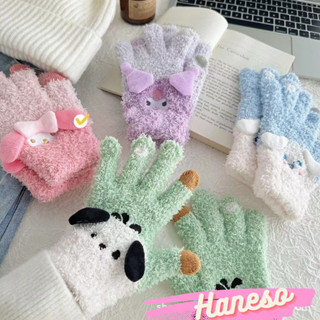 Haneso Găng tay len màn hình cảm ứng Sanrio cute cho nữ Tất Tay giữ ấm mùa đông Kuromi Melody Cinnamoroll Pochacco