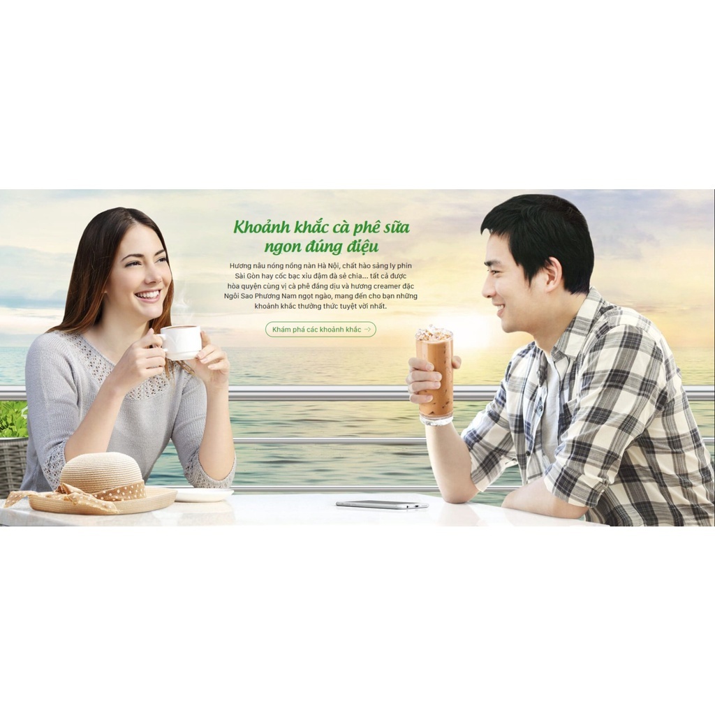 Thùng 24 hộp Creamer sữa đặc Ngôi Sao Phương Nam xanh lá Hộp giấy 380g