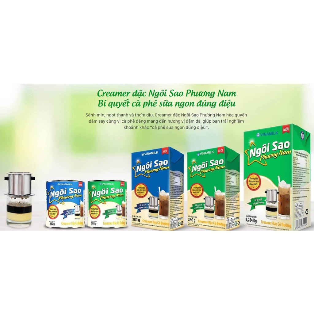 Thùng 24 hộp Creamer sữa đặc Ngôi Sao Phương Nam xanh lá Hộp giấy 380g