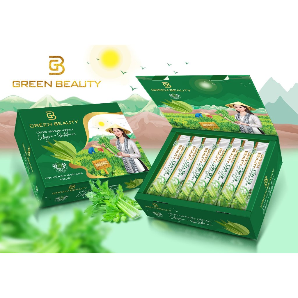 Nước ép cần tây GREEN BEAUTY mẫu mới 2023 gói lẻ