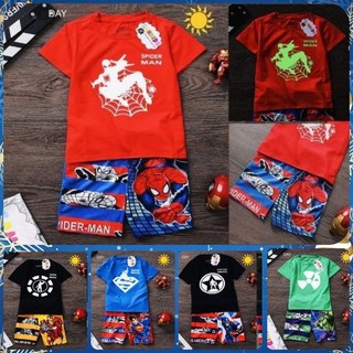 Bộ quần áo lửng siêu nhân anh hùng dạ quang samkids