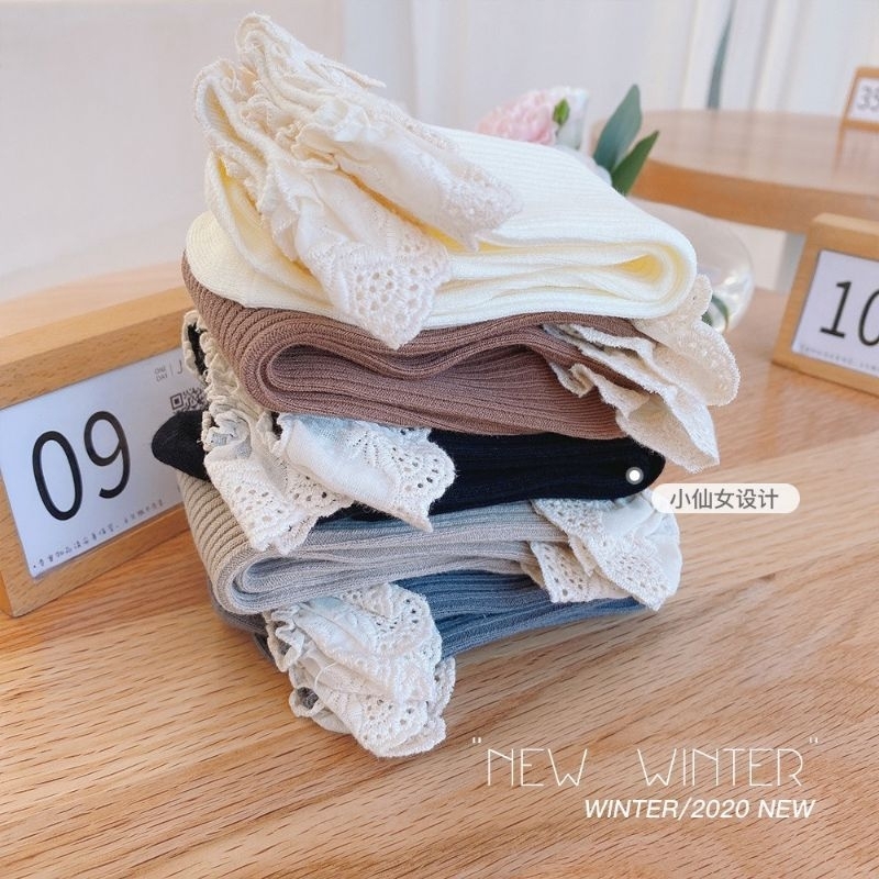 Tất bốt dài xinh phối viền ren đẹp cho bé gái 0-4 tuổi