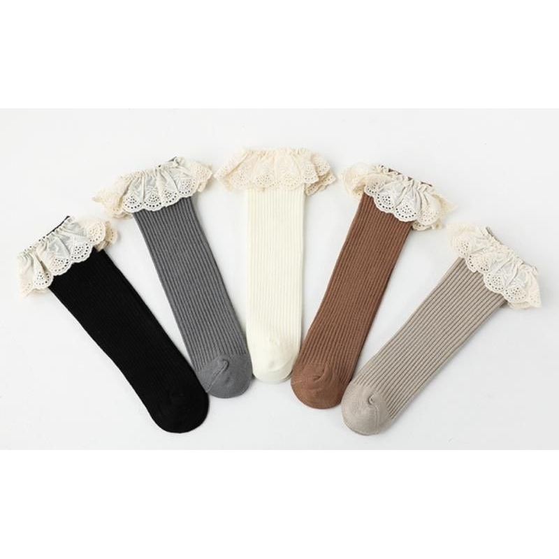 Tất bốt dài xinh phối viền ren đẹp cho bé gái 0-4 tuổi