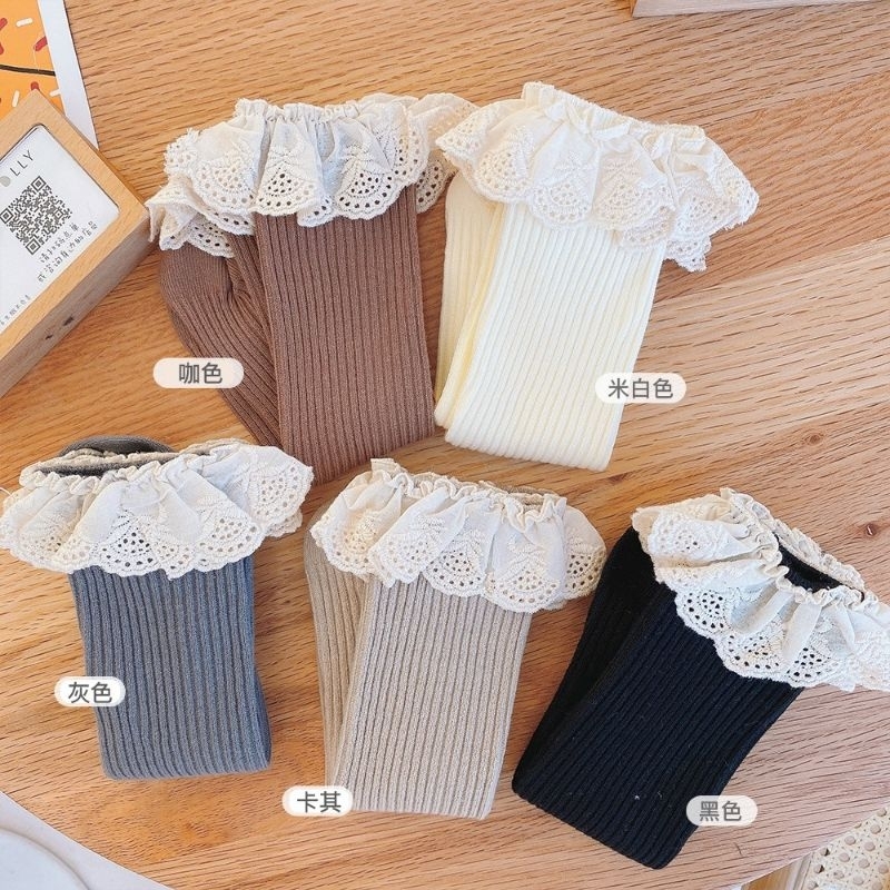 Tất bốt dài xinh phối viền ren đẹp cho bé gái 0-4 tuổi