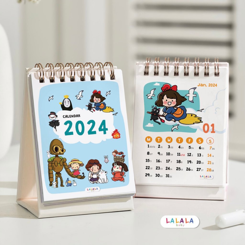 Lịch để bàn 2024 có lịch âm mini cute kèm ghi chú Calendar nhiều mẫu Lalala Baby