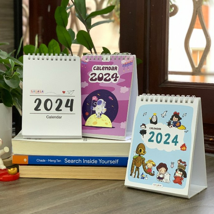 Lịch để bàn 2024 có lịch âm mini cute kèm ghi chú Calendar nhiều mẫu Lalala Baby