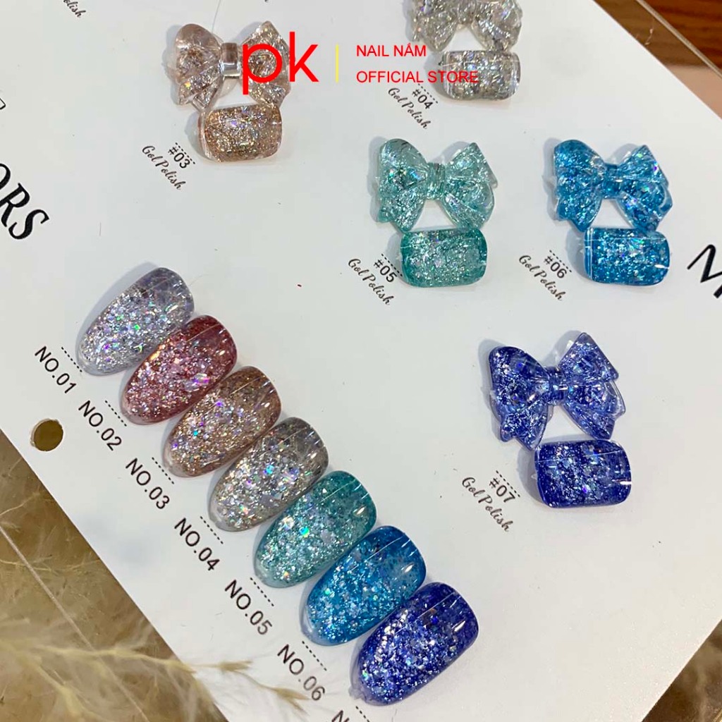 Set sơn gel 7 màu nhũ kim tuyên siêu sáng MiLan số 1 tặng kèm bảng màu