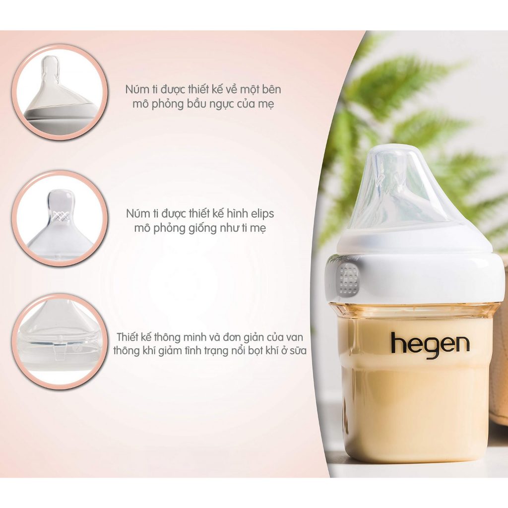 Bình sữa Hegen PPSU 60ml núm ti size Extract Flow từ 0 – 1 tháng