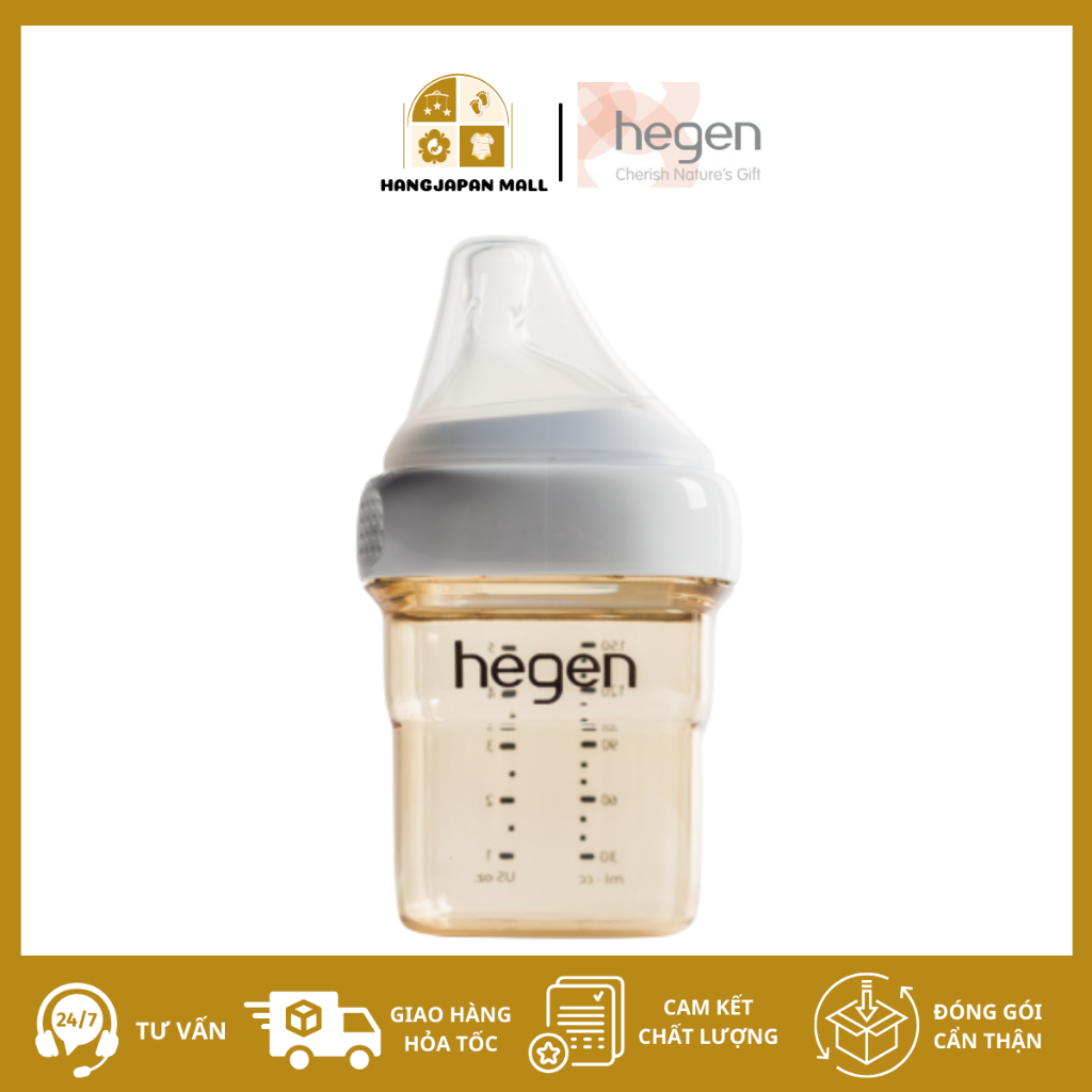 Bình sữa Hegen PPSU 150ml núm ti size S từ 1 – 3 tháng