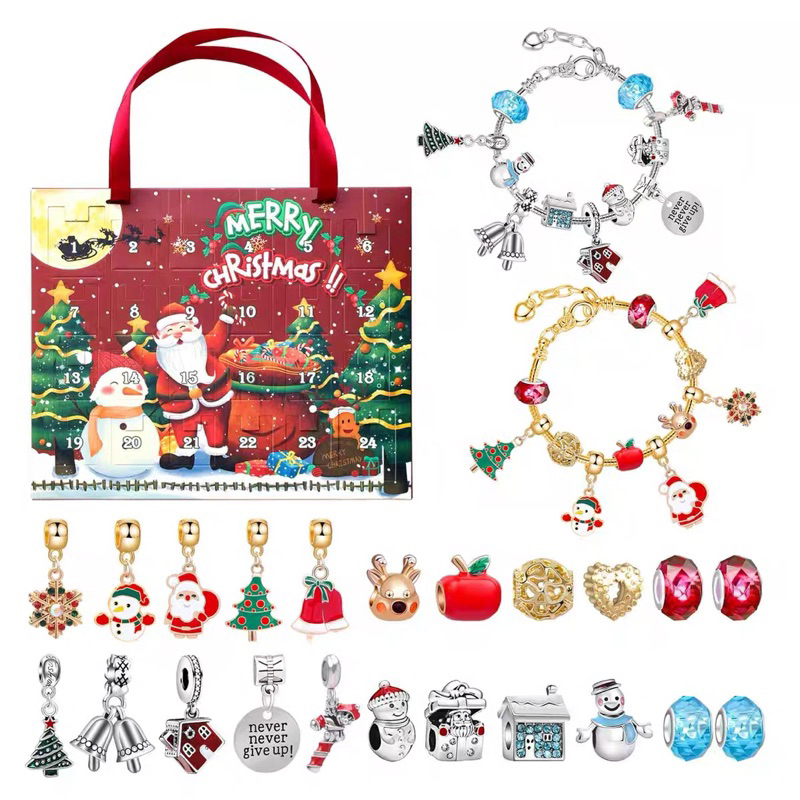 DIY vòng tay charm Pandora chủ đề giáng sinh, blind box hộp mù hộp lịch vọng hậu đếm ngược giáng sinh vòng charm Pandora