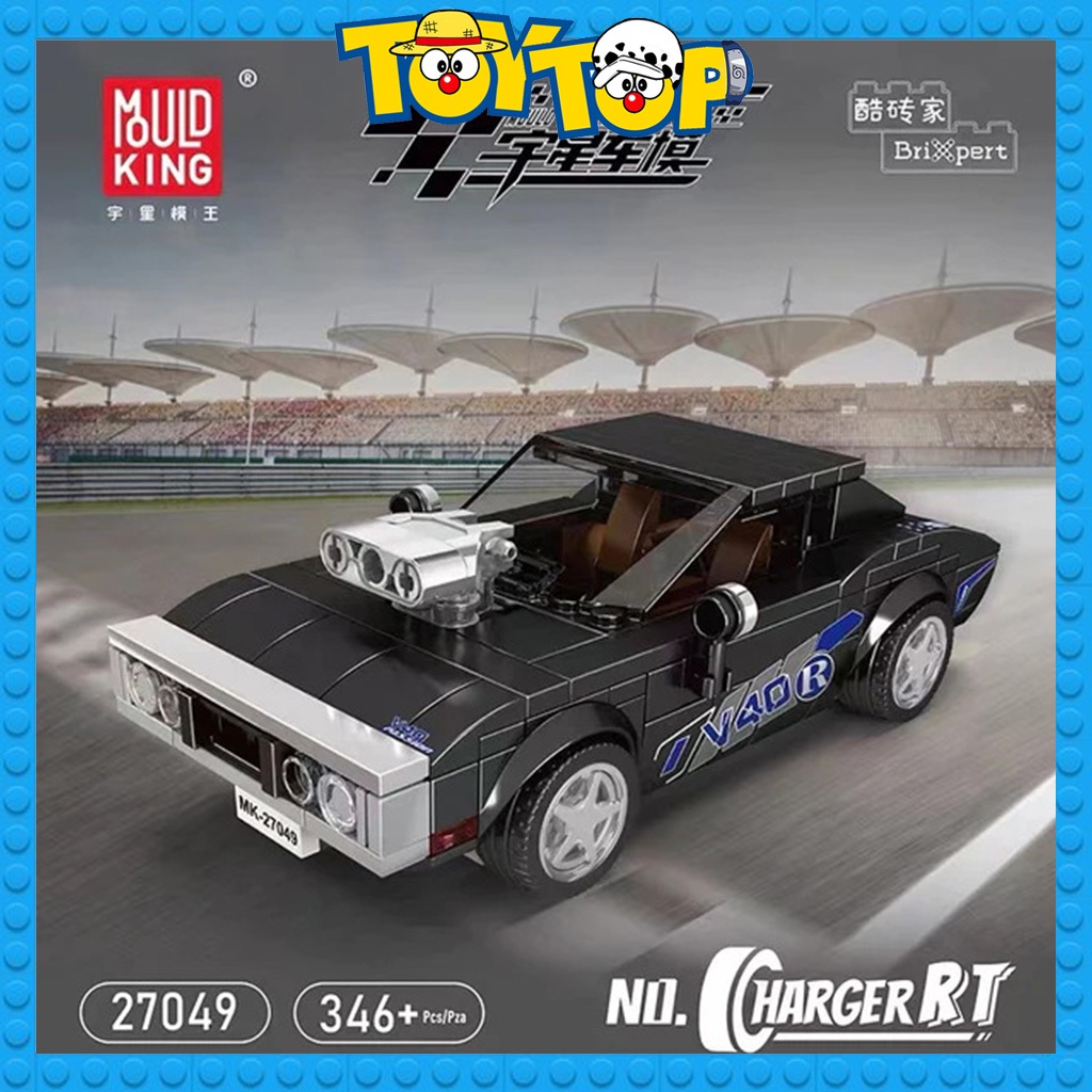 Đồ chơi lắp ráp mô hình siêu xe ô tô Dodge Charger RT kèm hộp trưng xếp hình Mould King 27049 với 346 mảnh