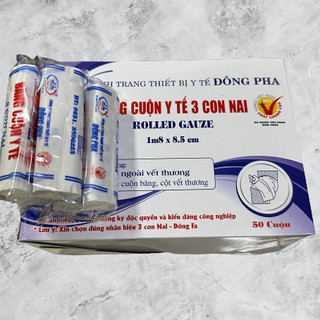 COMBO 5 CUỘN BĂNG GẠC  ĐÔNG PHA (BĂNG RẾT) kích cỡ 1m8 x 8.5 cm băng cột vết thương ngoài da