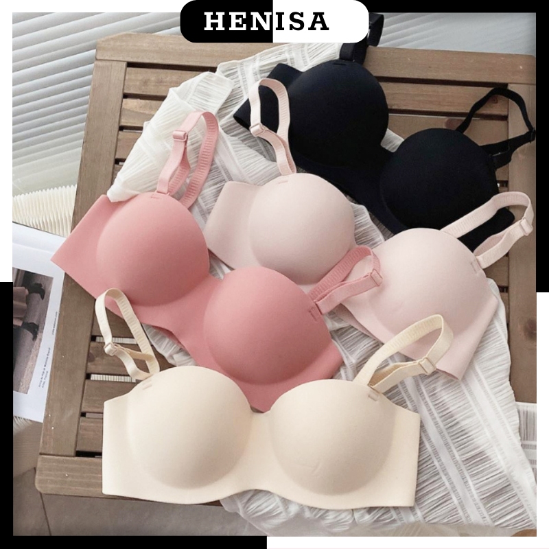 SET 3 Áo Ngực Nữ Đúc Su Cúp Ngang Quả Tròn Cao Cấp HENISA Có Đệm Bàn Tay Nâng Ngực