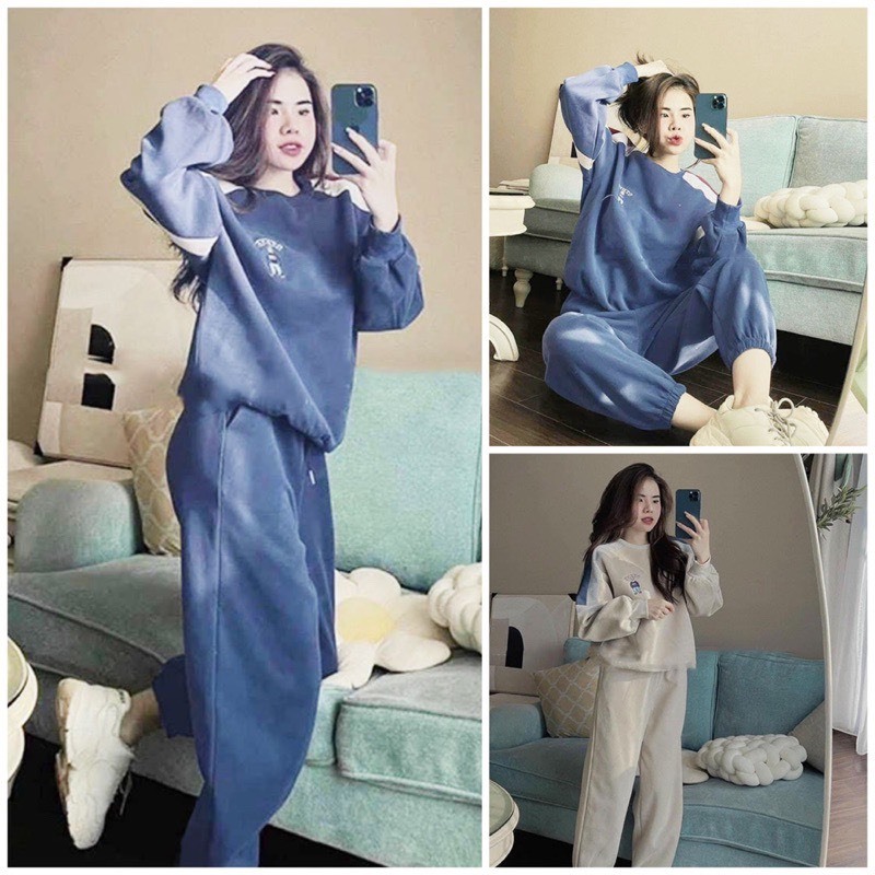 Sét bộ áo nỉ STEVE  kèm quần bo chun phong cách Hàn Quốc NAVISA M1170